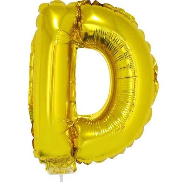 Balão Letra D com Vareta Nº16 Ouro 1 UN Funny Fashion