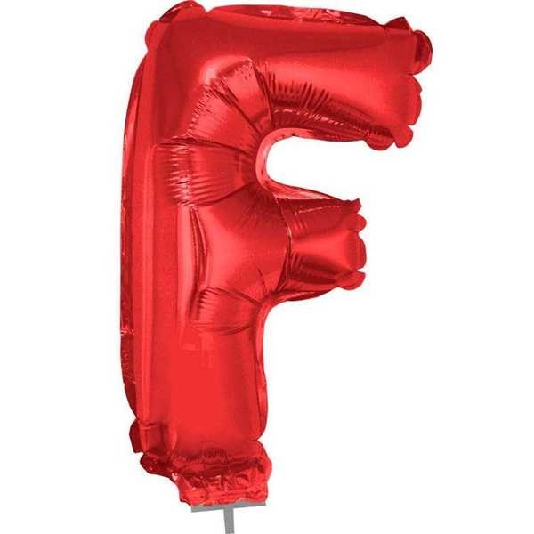 Balão Letra F com Vareta Nº16 Vermelho 1 UN Funny Fashion