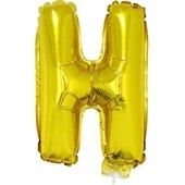 Balão Letra H com Vareta Nº16 Ouro 1 UN Funny Fashion