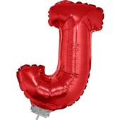 Balão Letra J com Vareta Nº16 Vermelho 1 UN Funny Fashion