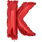Balão Letra K com Vareta Nº16 Vermelho 1 UN Funny Fashion