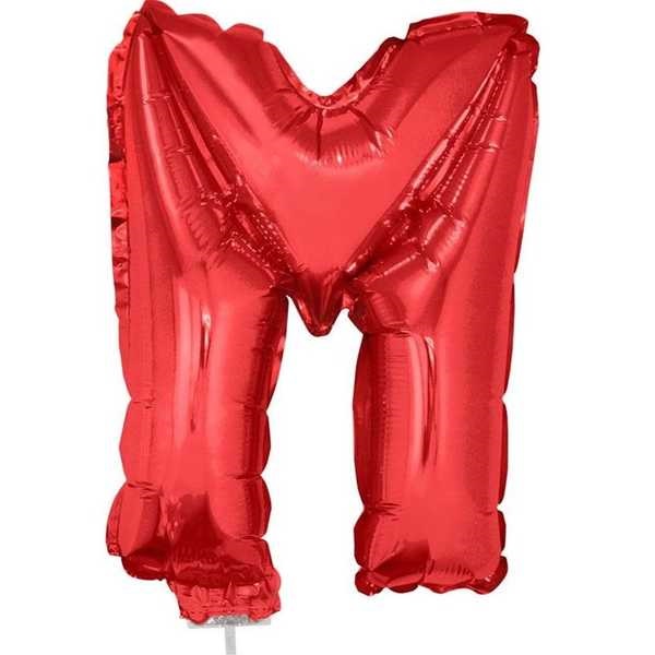 Balão Letra M com Vareta Nº16 Vermelho 1 UN Funny Fashion