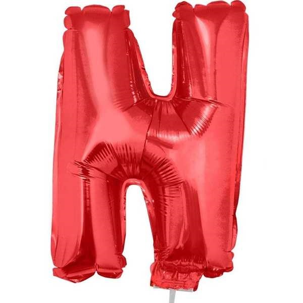 Balão Letra N com Vareta Nº16 Vermelho 1 UN Funny Fashion