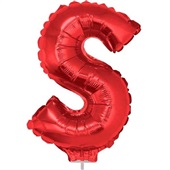 Balão Letra S com Vareta Nº16 Vermelho 1 UN Funny Fashion