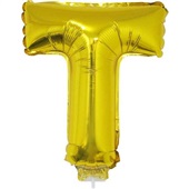 Balão Letra T com Vareta Nº16 Ouro 1 UN Funny Fashion