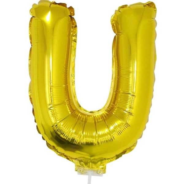 Balão Letra U com Vareta Nº16 Ouro 1 UN Funny Fashion
