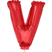 Balão Letra V com Vareta Nº16 Vermelho 1 UN Funny Fashion