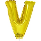 Balão Letra V com Vareta Nº16 Ouro 1 UN Funny Fashion