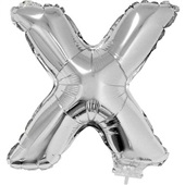 Balão Letra X com Vareta Nº16 Prata 1 UN Funny Fashion