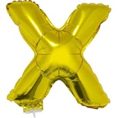 Balão Letra X com Vareta Nº16 Ouro 1 UN Funny Fashion