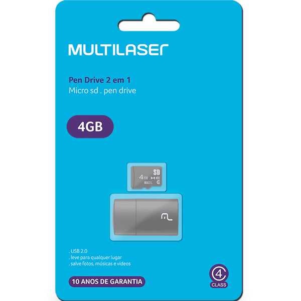 Leitor USB + Cartão de Memória Classe 4 4GB MC159 1 UN Multilaser