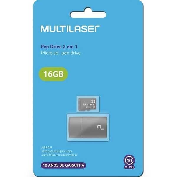 Leitor USB + Cartão de Memória Classe 10 16GB MC162 1 UN Multilaser