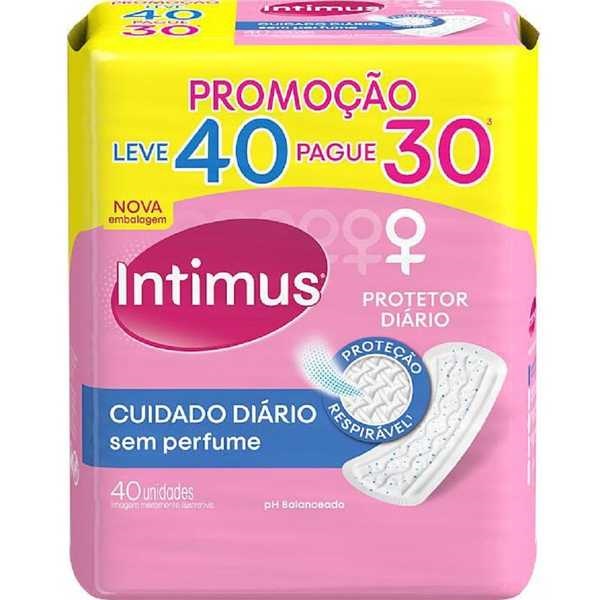Protetor Diário Cuidado Diário Sem Perfume Leve 40 Pague 30 UN Intimus