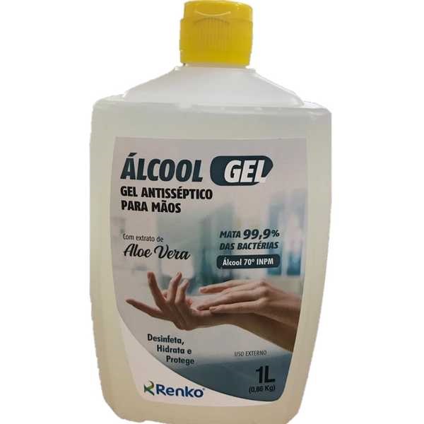 Álcool em Gel Antisséptico para Mãos 70% 1L 1 UN Renko